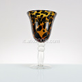 Set di bicchieri da vino con stampa leopardata martini bicchiere